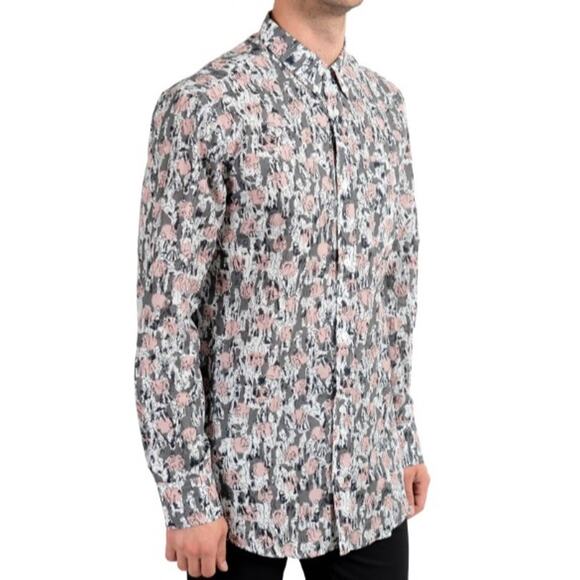 Burberry Other - Burberry Men's Linen Graphic Sketch Print Button-down Size Large Gray Pink